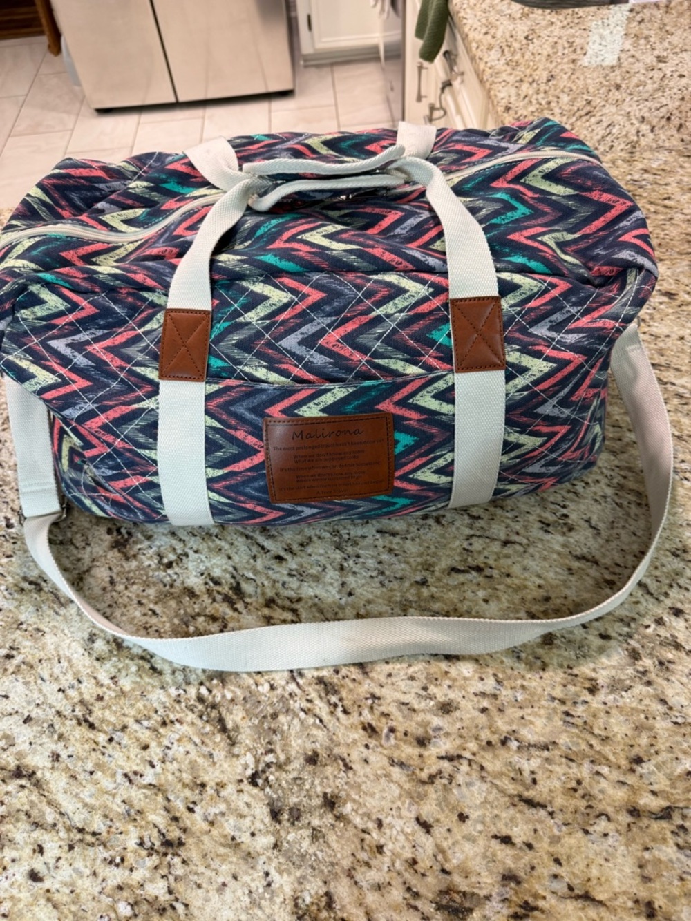 Malirona Weekender Fun Chevron Print Lightweight Canvas Duffel Bag Overnight Bag
